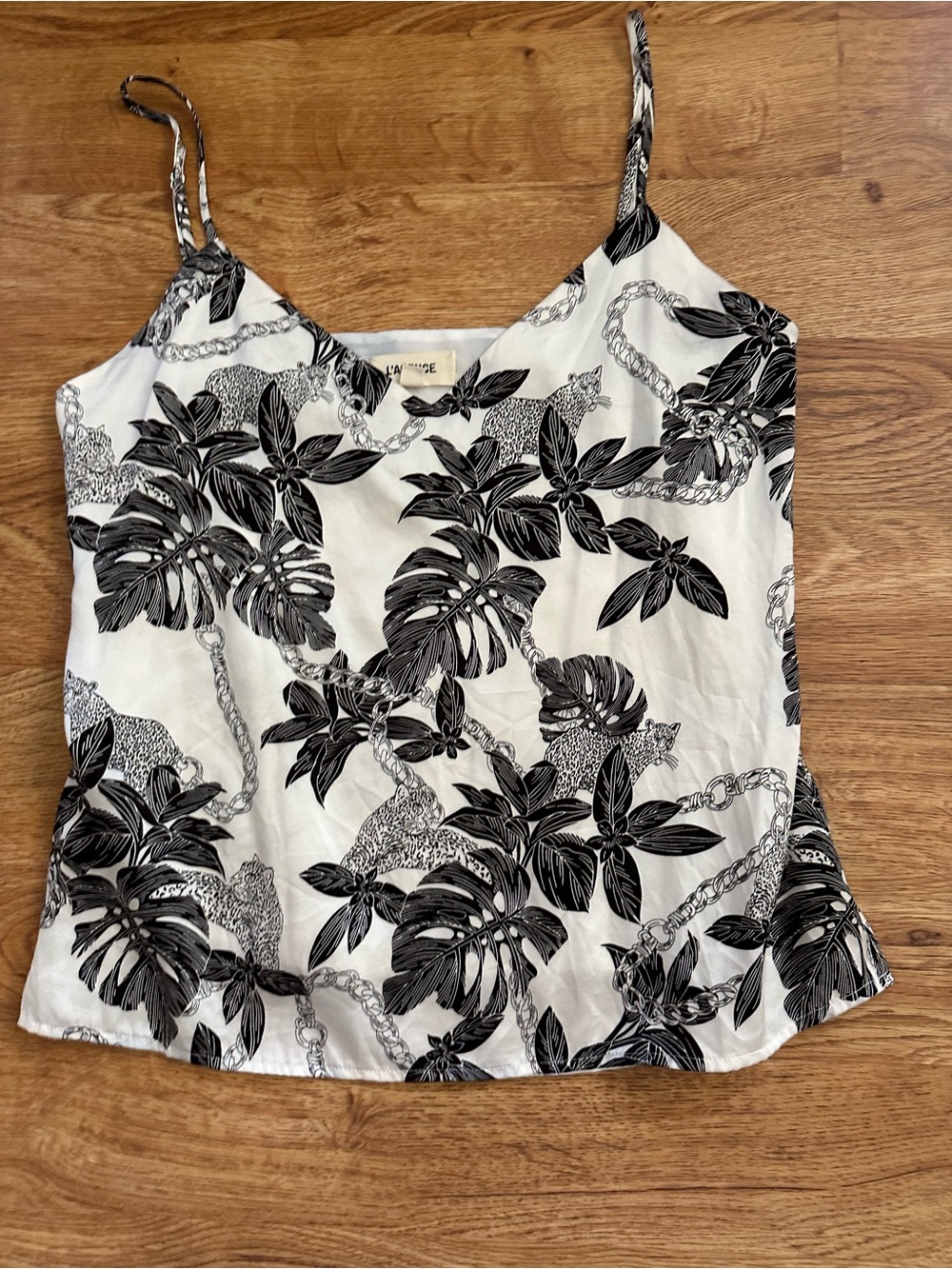 L’Agence Cream Black Floral Cami Top XS